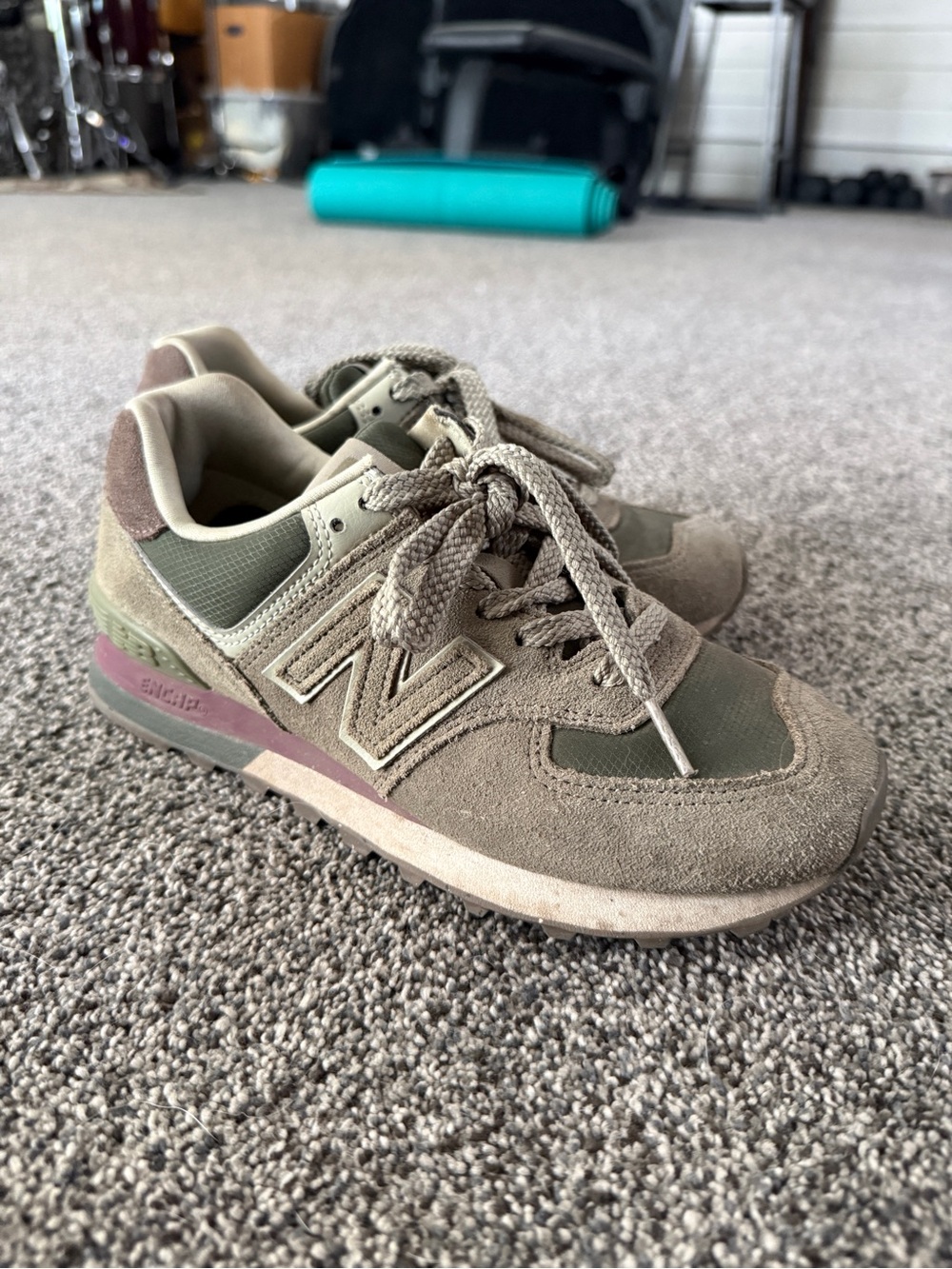New Balance Kids Olive & Brown Suede Mesh Sneakers